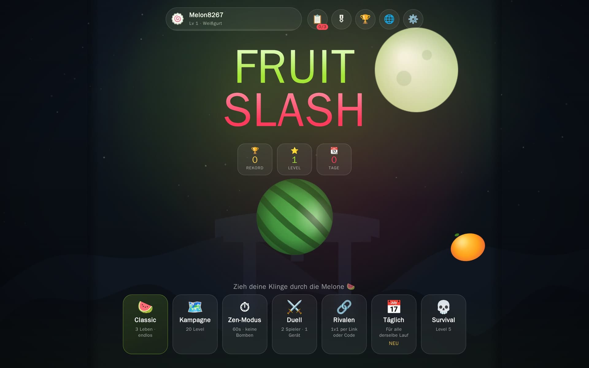 Vorschau: Fruit Slash — Neon-Dojo-Arcade