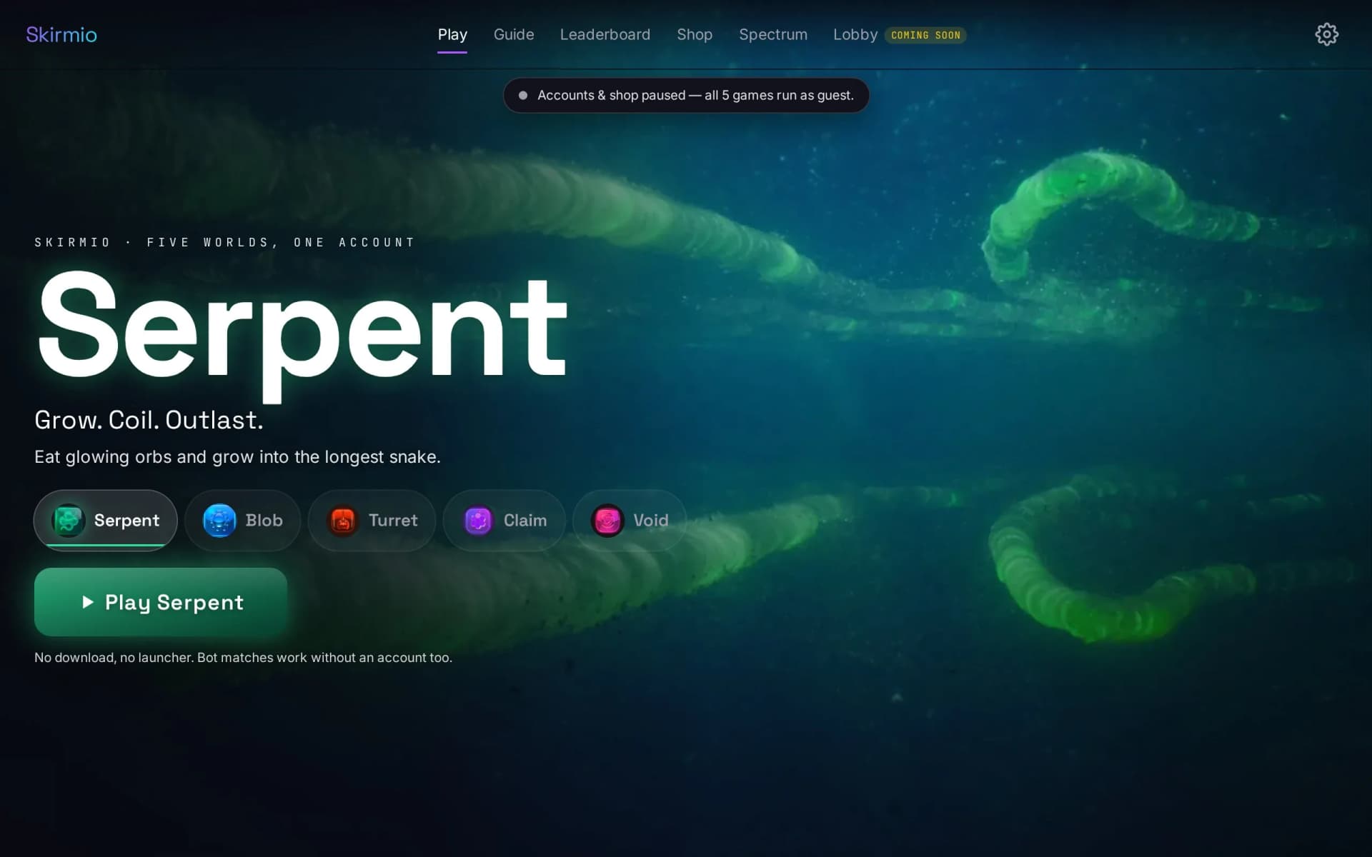 Screenshot: Skirmio — Five games, one account