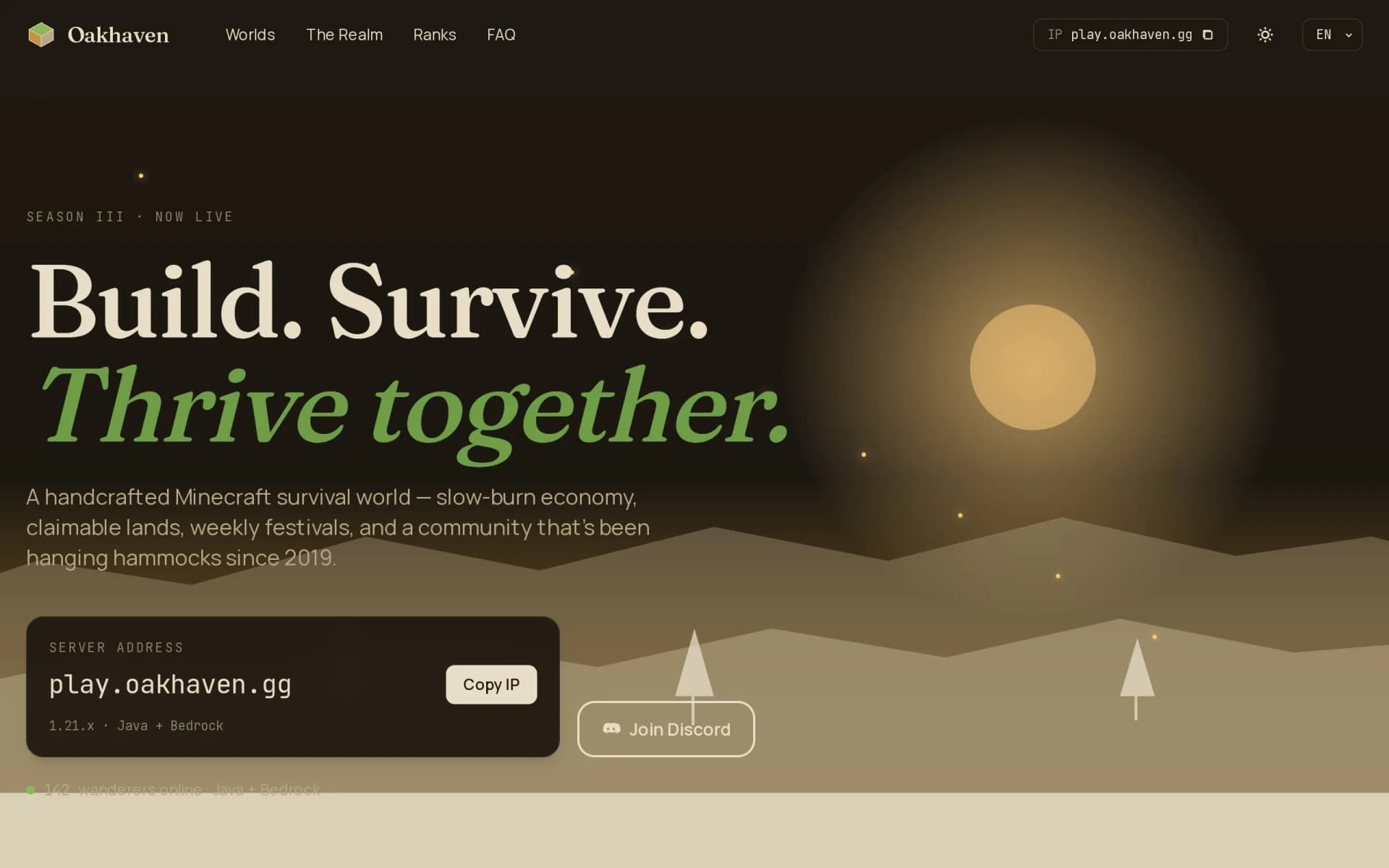 Preview: Spawnpoint — Landing page for Minecraft servers