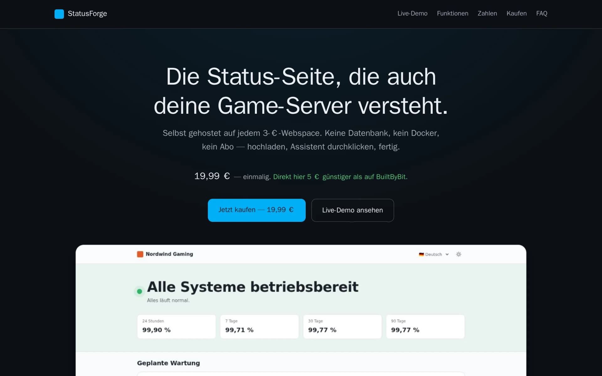 Vorschau: StatusForge — Statusseite für Web & Game-Server