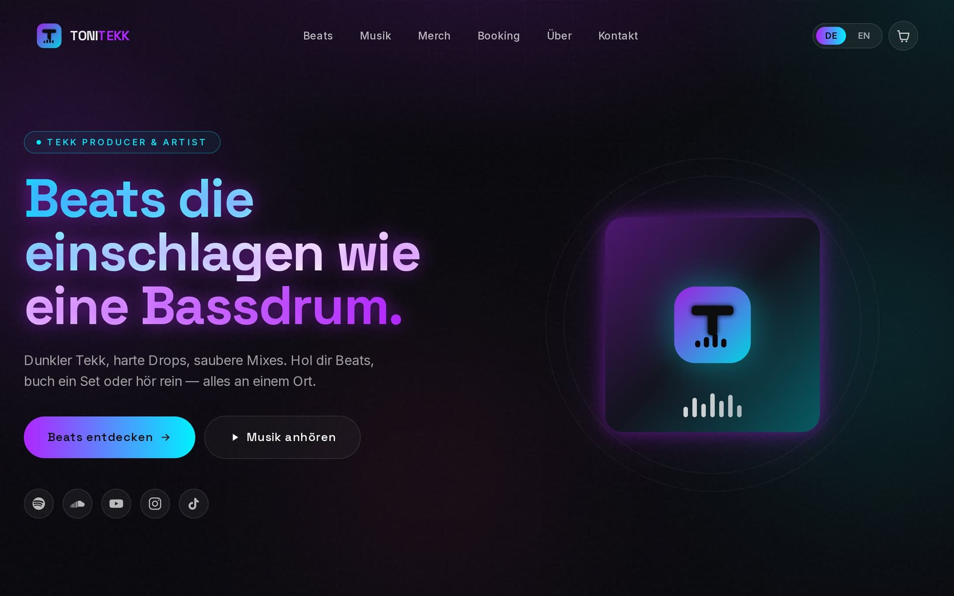 Vorschau: TONI TEKK — Beats, Bookings, Merch