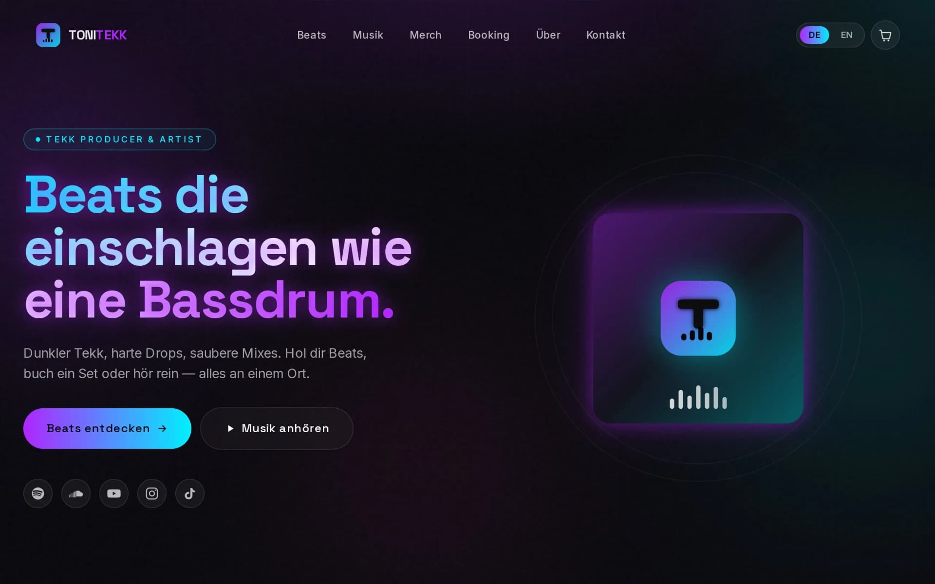 Vorschau: TONI TEKK — Beats, Bookings, Merch