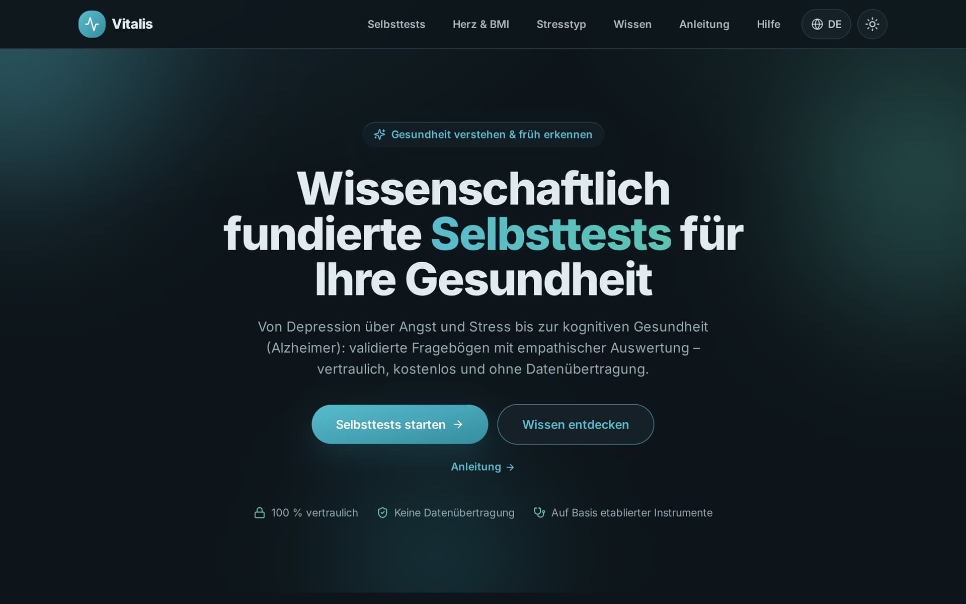 Vorschau: Vitalis — Sechs Selbsttests, null Datenabfluss