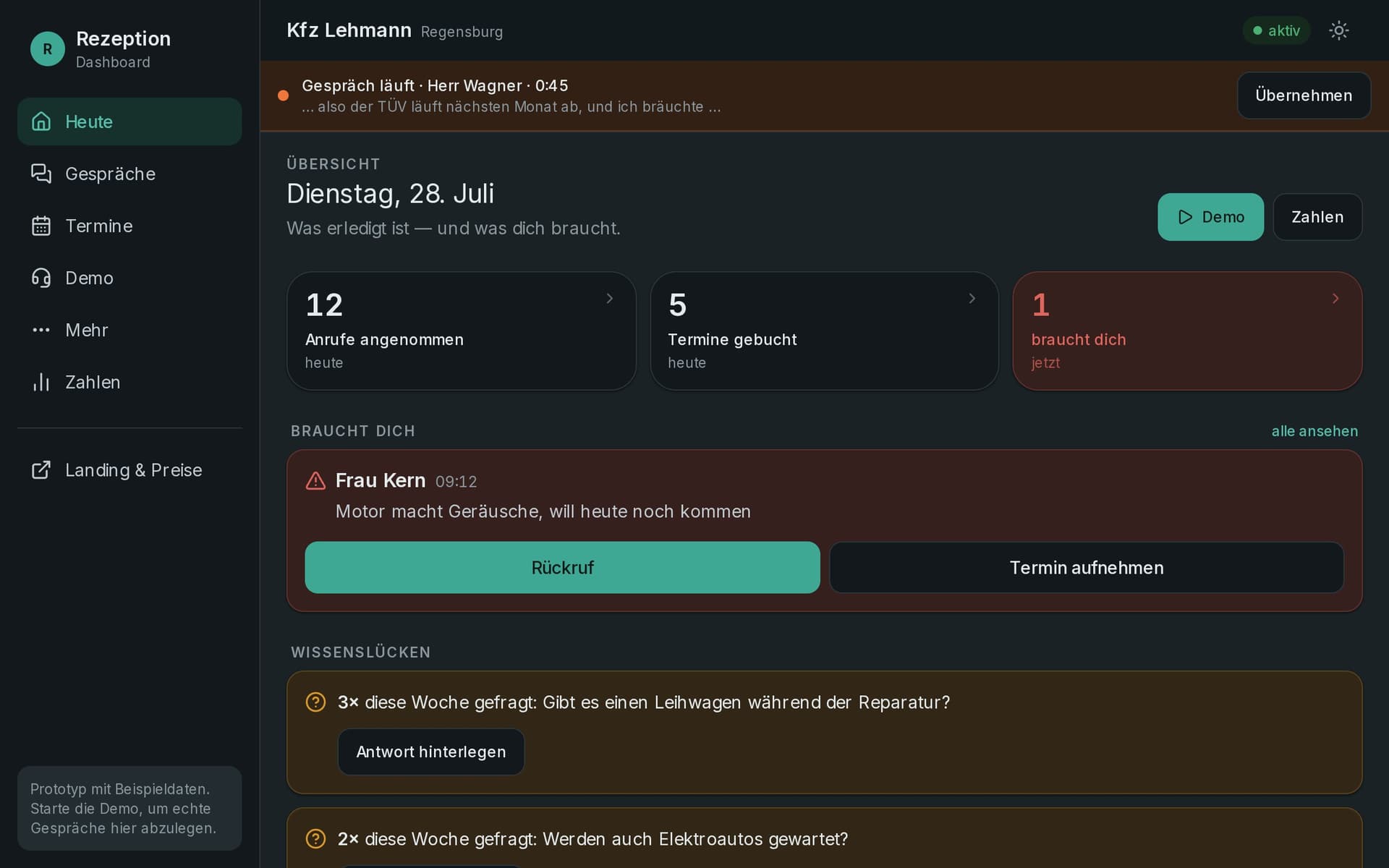 Vorschau: KI-Rezeption — Telefonempfang, der mitdenkt