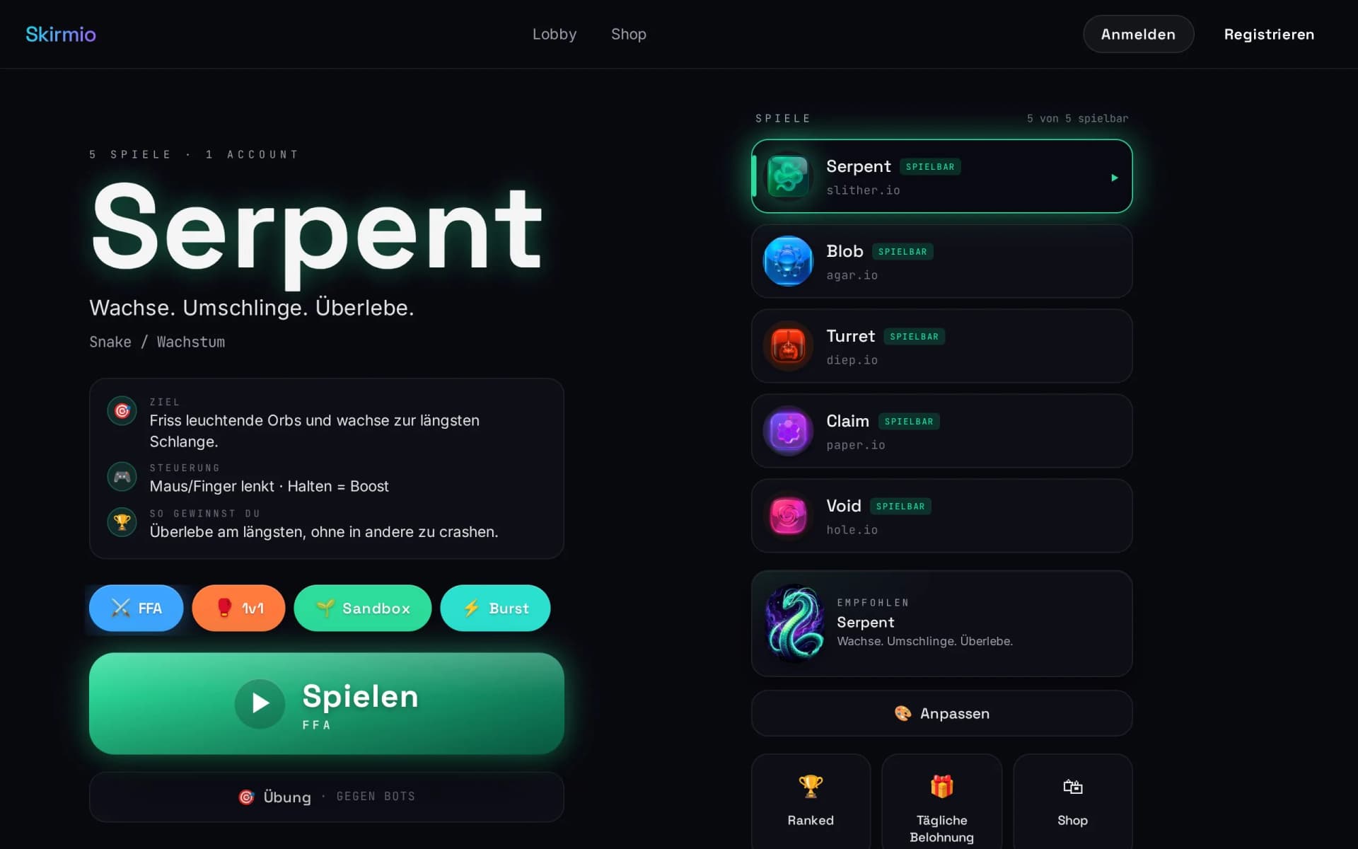 Vorschau: Skirmio — Five games, one account