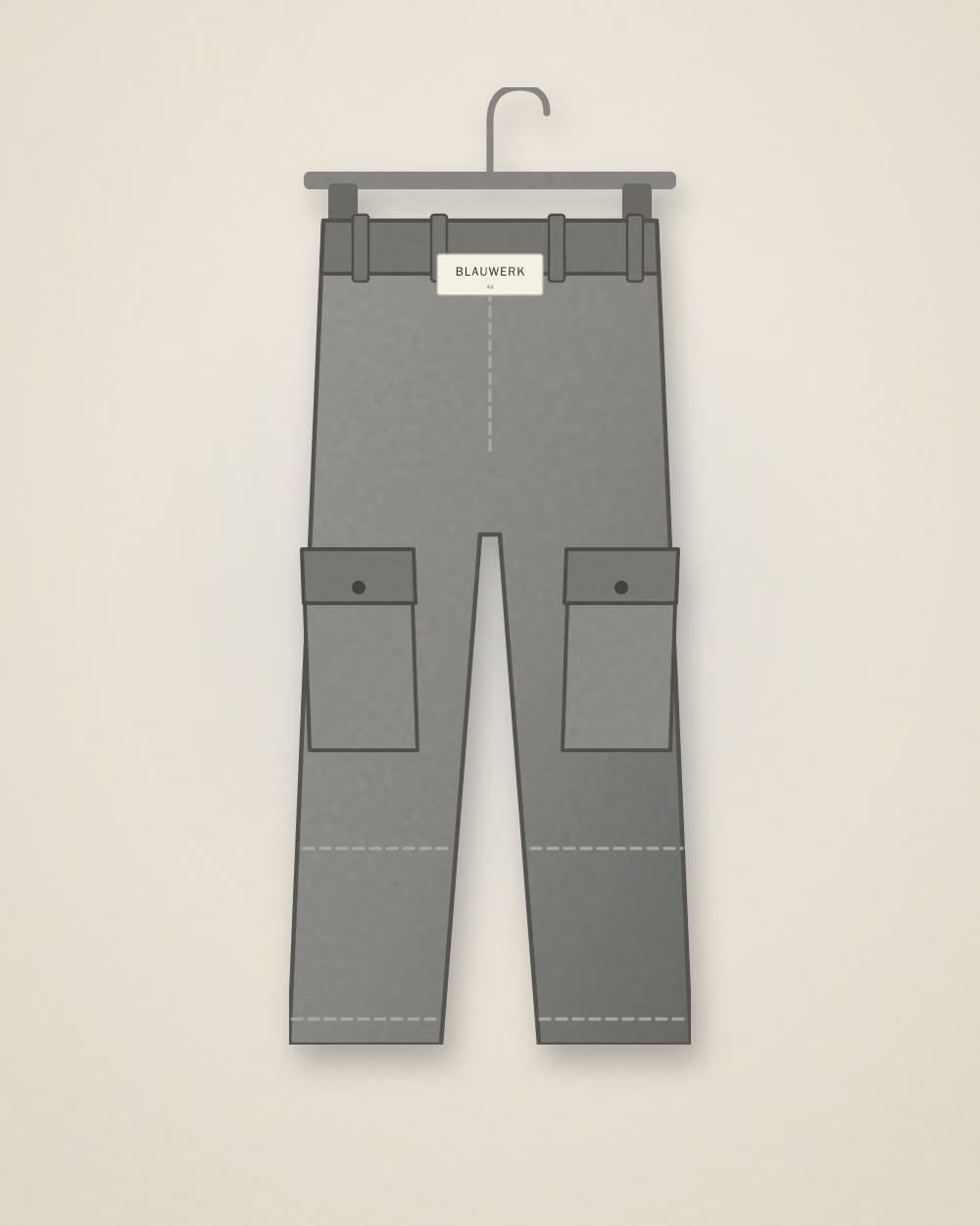 Cargohose Grau von BLAUWERK, Vorderseite