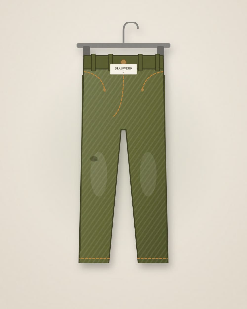 Jeans Oliv von BLAUWERK, Vorderseite