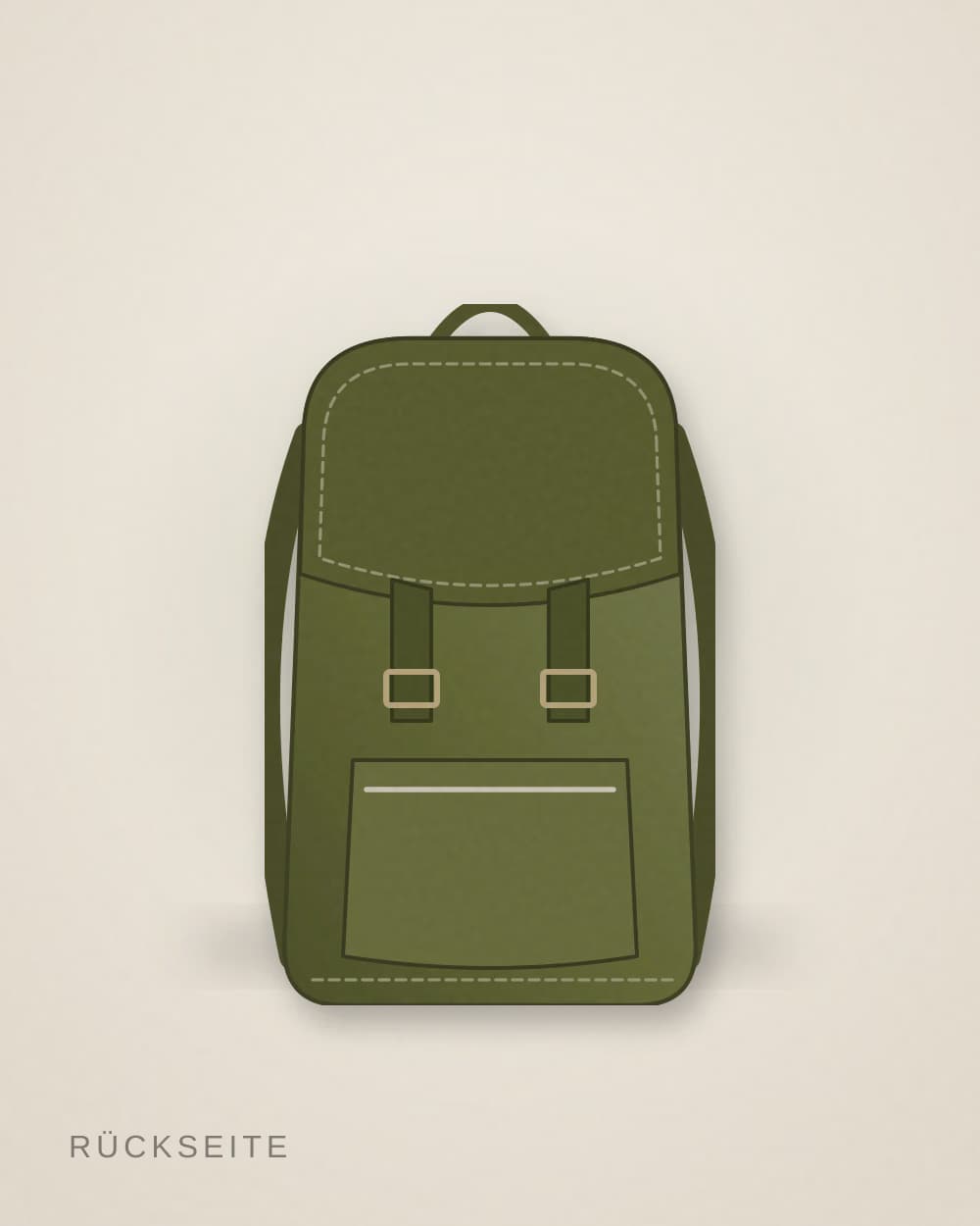 Rucksack Oliv von CASA LOMBARDI, Rückseite