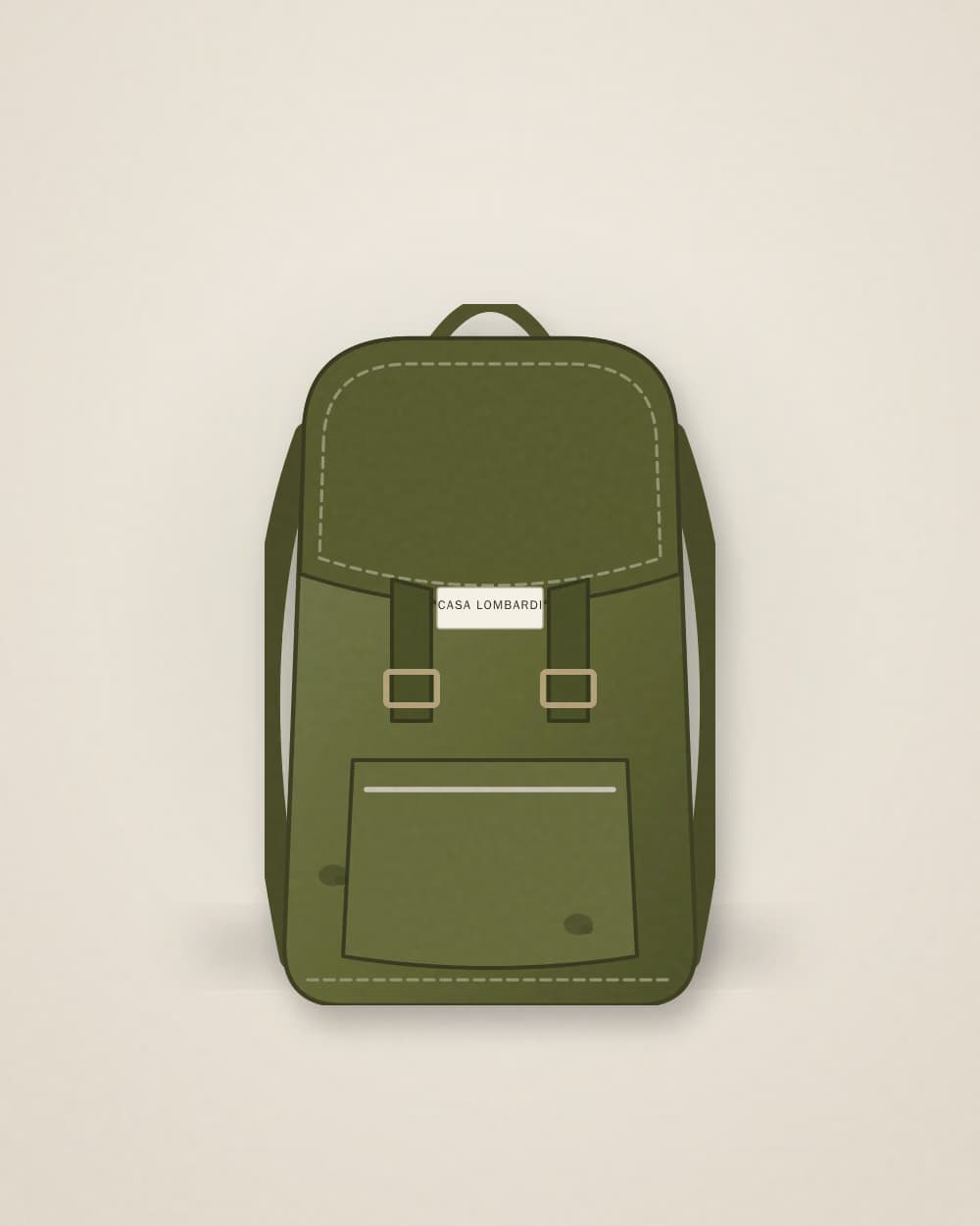 Rucksack Oliv von CASA LOMBARDI, Vorderseite