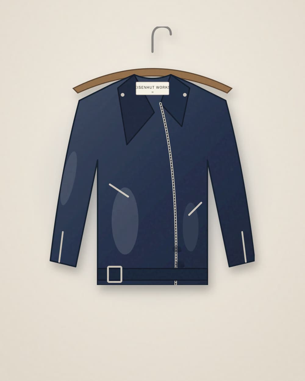 Lederjacke Marine von EISENHUT WORKS, Vorderseite