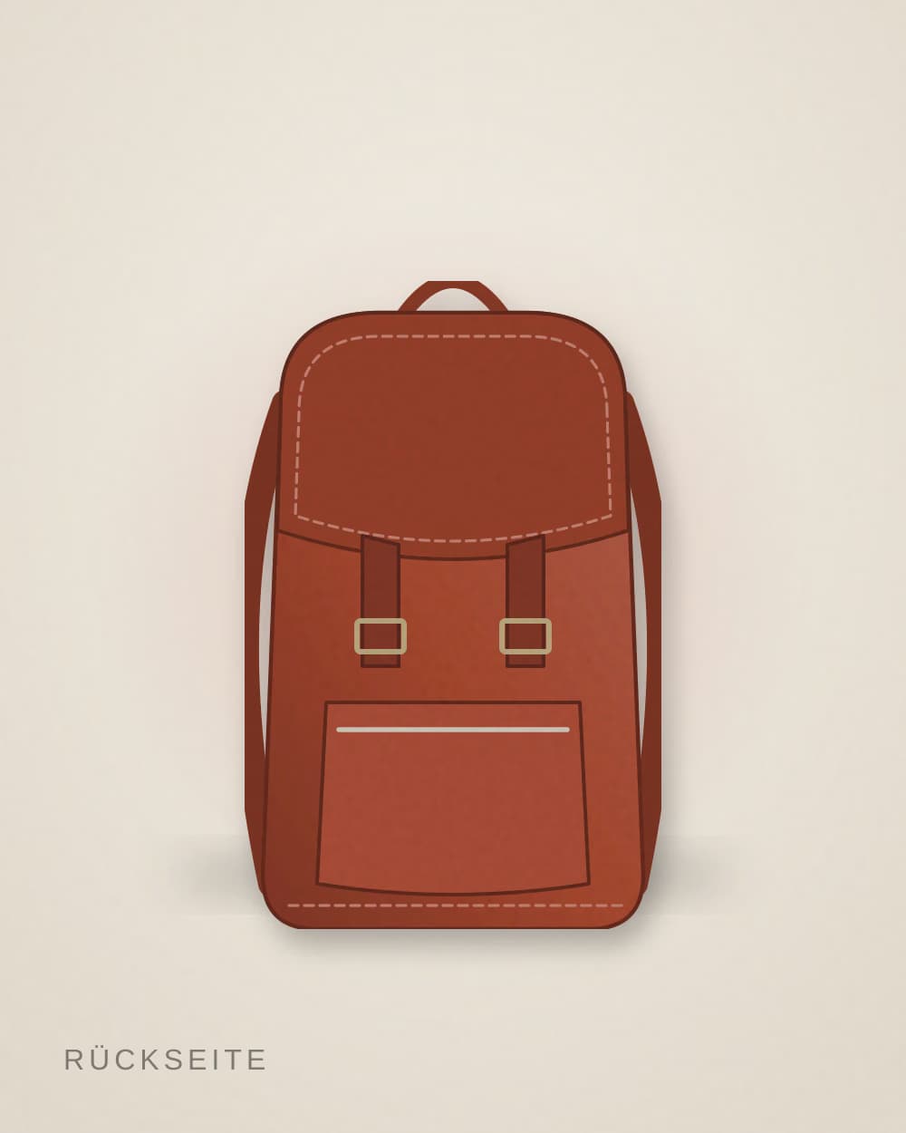 Rucksack Rostrot von KOFFER & KRAM, Rückseite