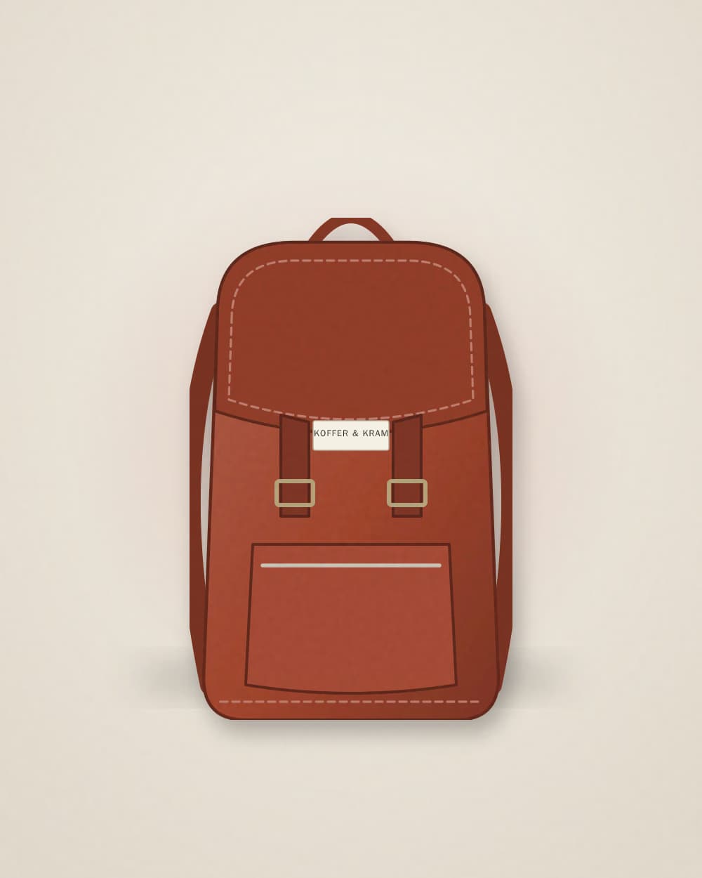 Rucksack Rostrot von KOFFER & KRAM, Vorderseite