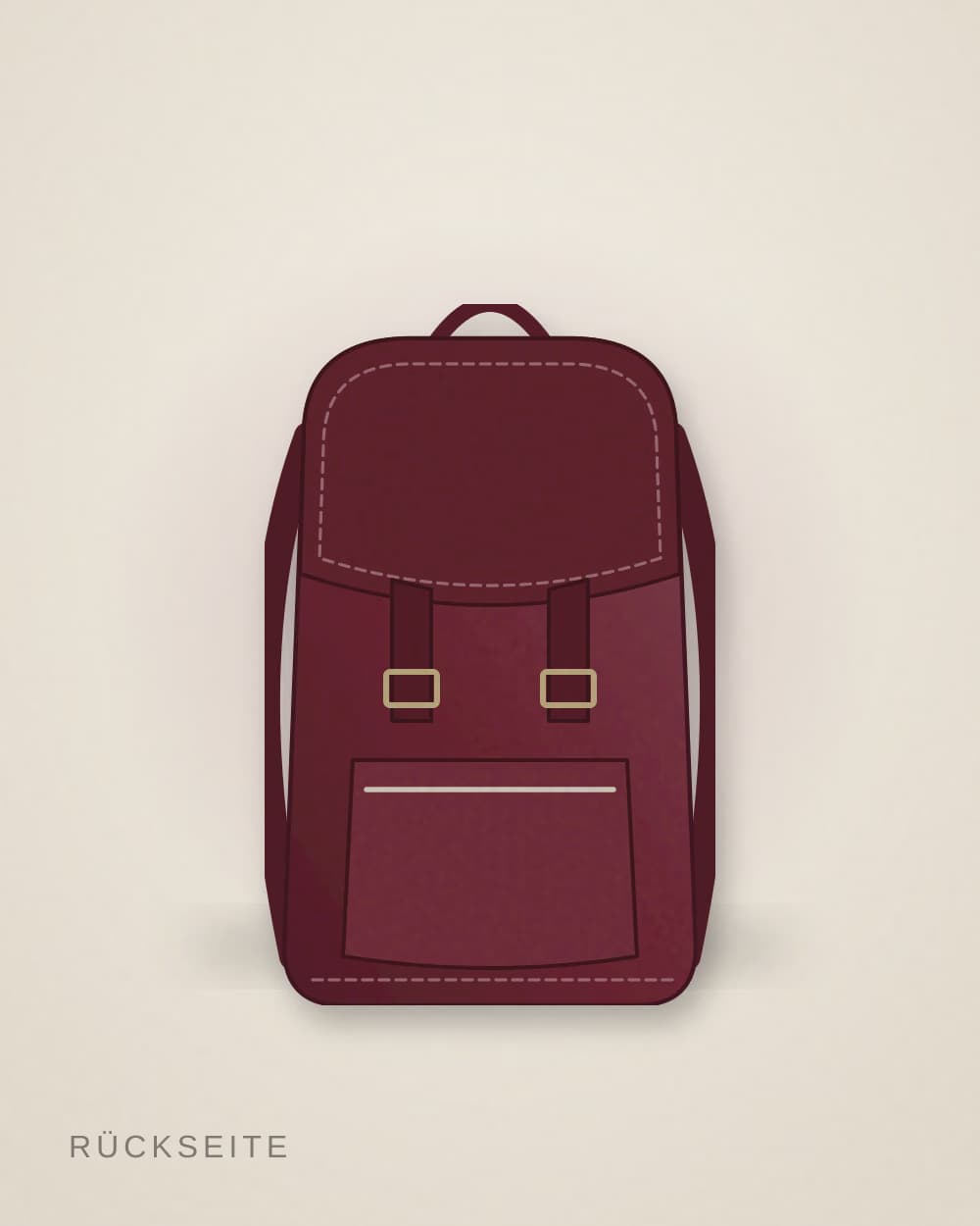 Rucksack Bordeaux von LEDERHOF, Rückseite