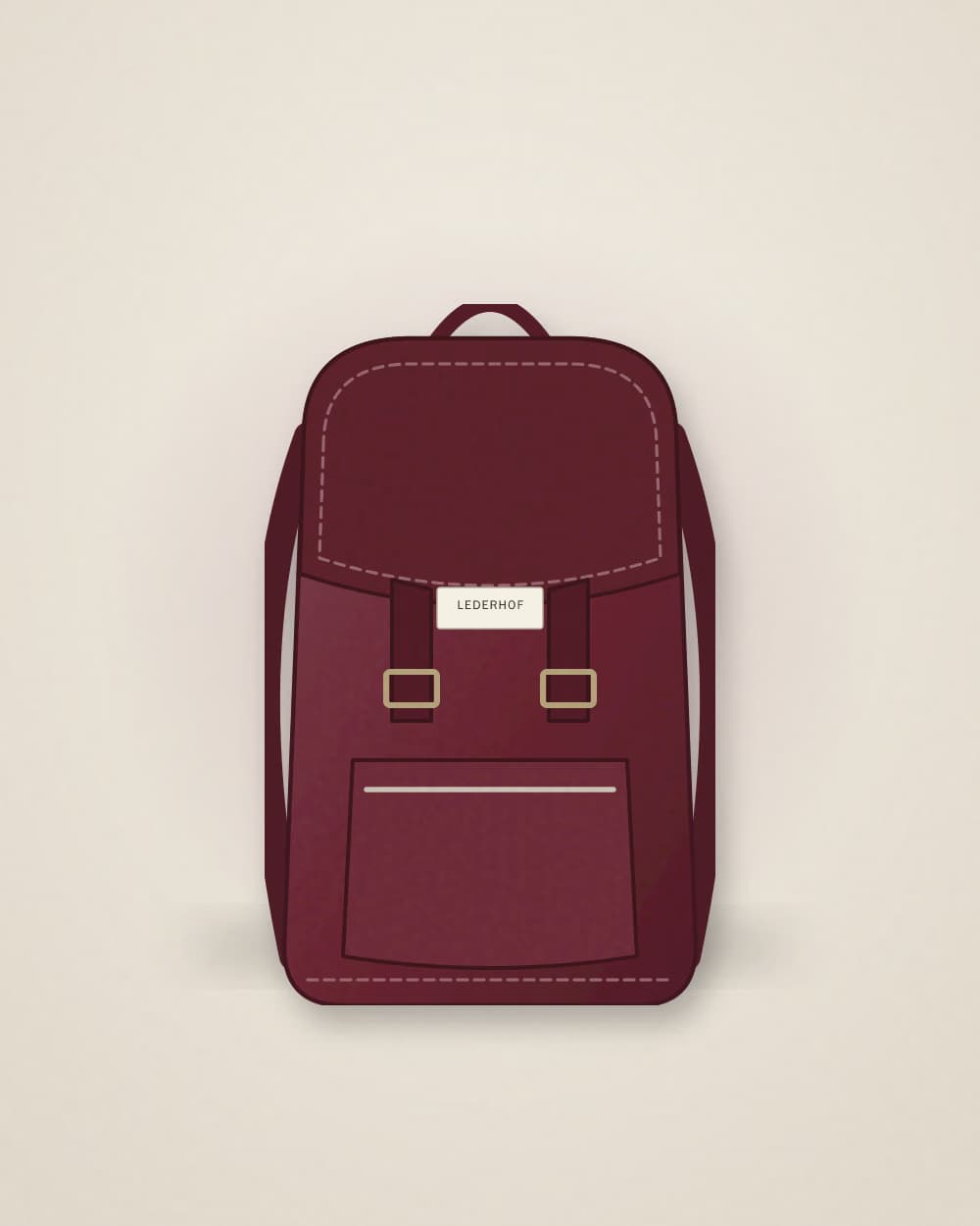 Rucksack Bordeaux von LEDERHOF, Vorderseite