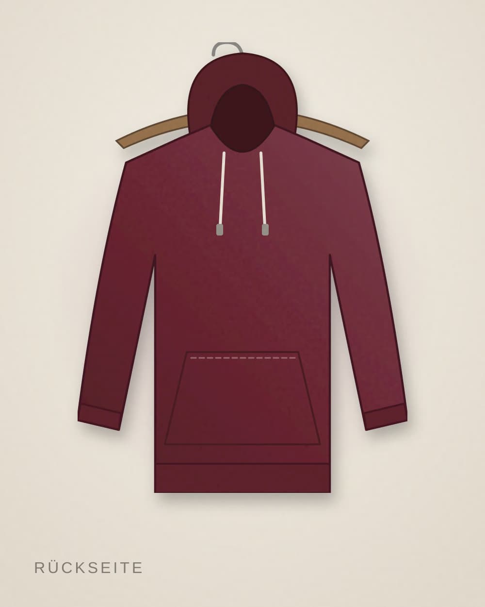 Hoodie Bordeaux von PLATTENBAU CLUB, Rückseite