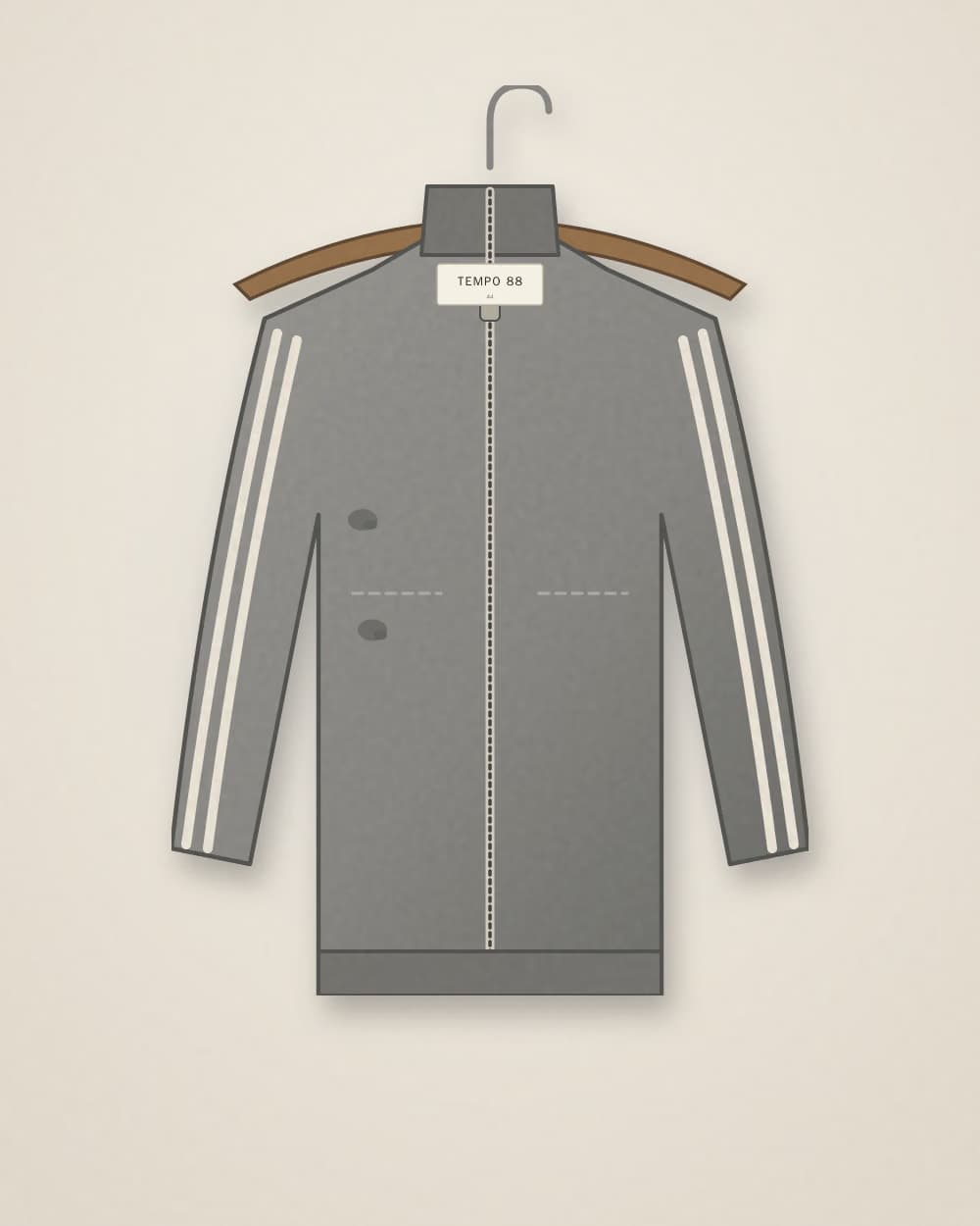 Trainingsjacke Grau von TEMPO 88, Vorderseite
