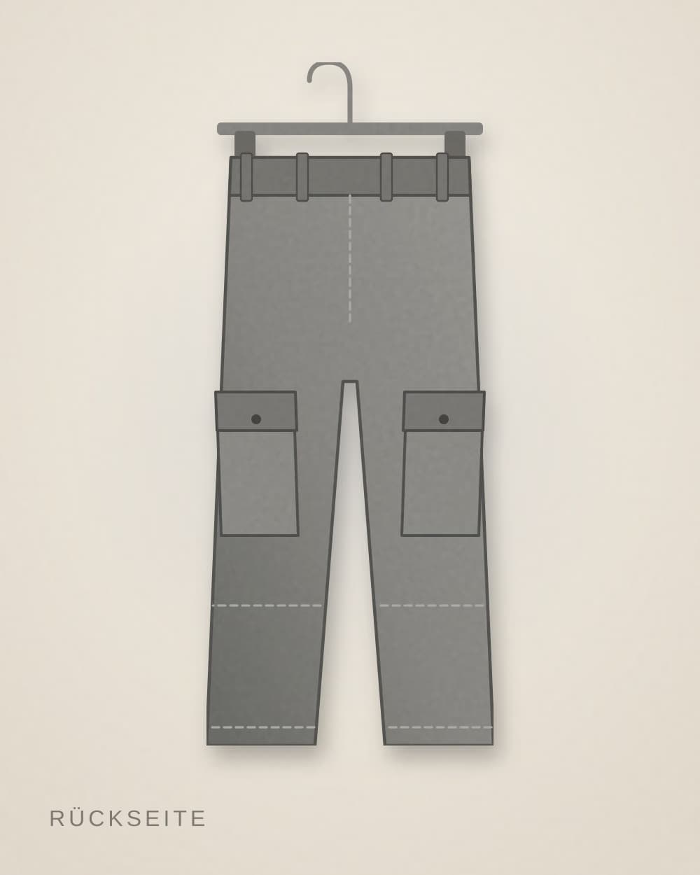 Cargohose Grau von BLAUWERK, Rückseite