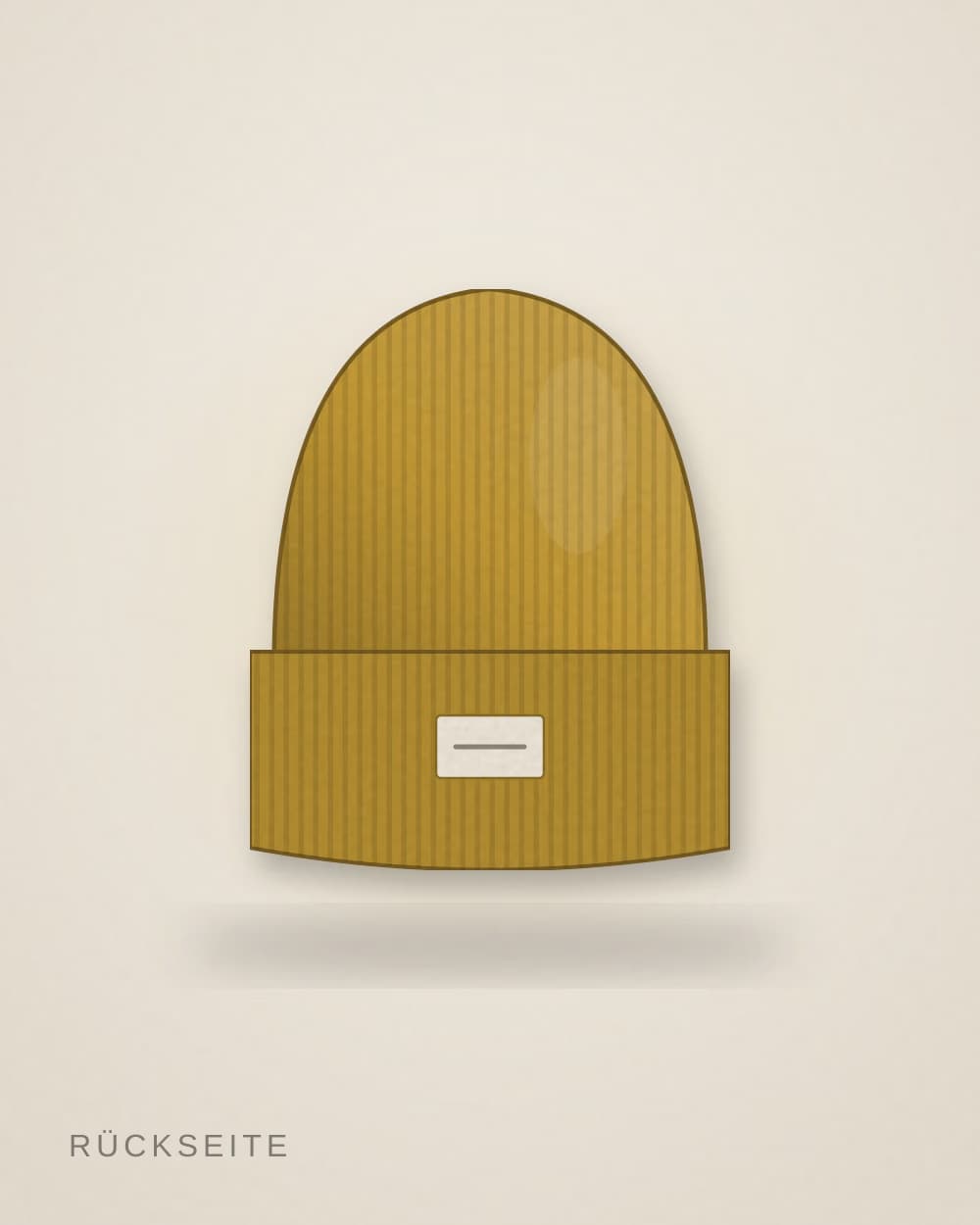 Beanie Senf von KAPPENWERK, Rückseite