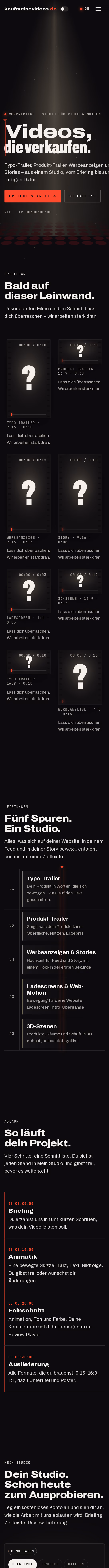 Ganzseitige Aufnahme: kaufmeinevideos.de — Videos, die verkaufen