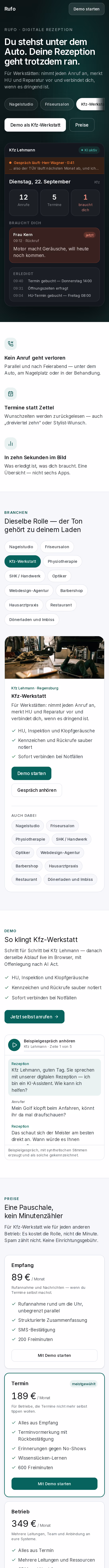 Ganzseitige Aufnahme: KI-Rezeption Rufo — Der digitale Telefonempfang