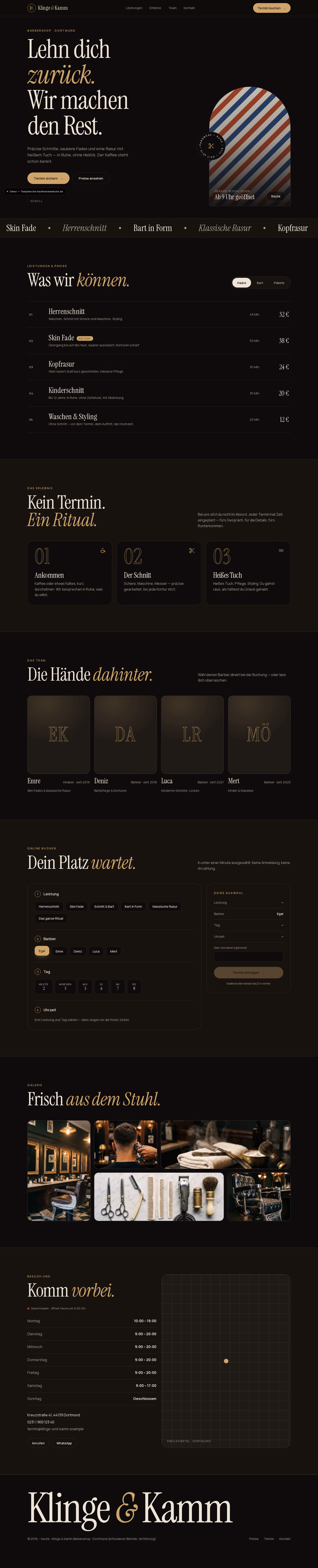 Ganzseitige Aufnahme: Klinge & Kamm — Barbershop mit Online-Termin