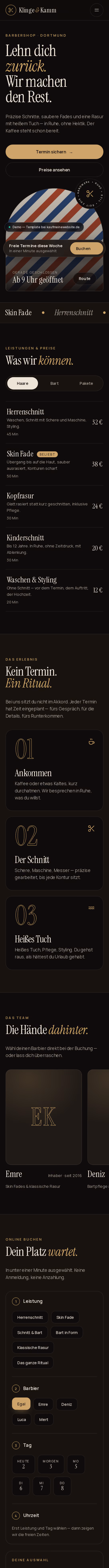 Ganzseitige Aufnahme: Klinge & Kamm — Barbershop mit Online-Termin