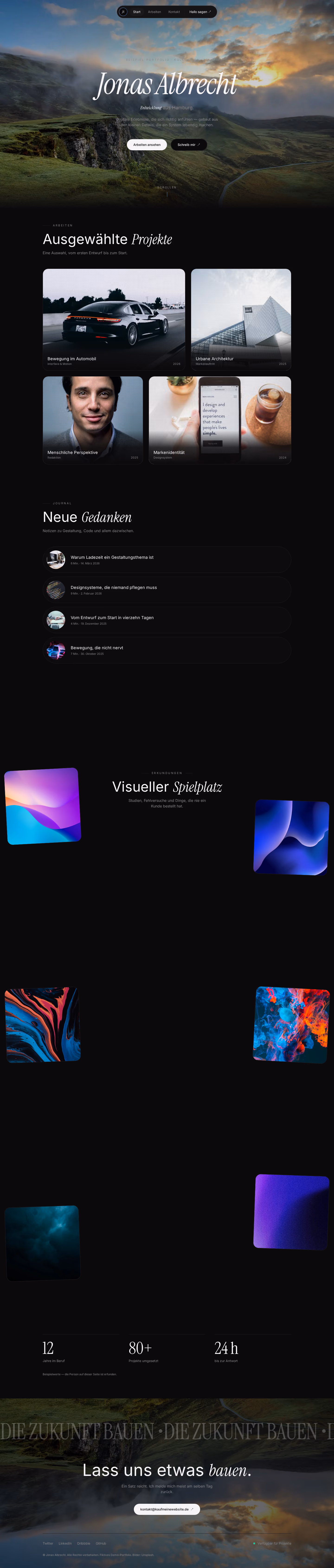 Full-page capture: Creative Portfolio — A stage for your work