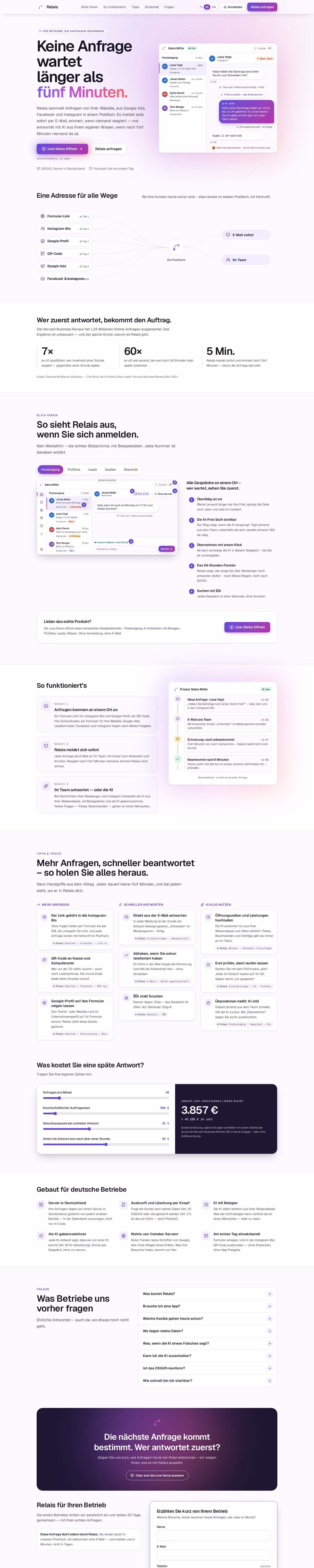 Ganzseitige Aufnahme: Relais — Das KI-CRM, bei dem keine Anfrage wartet