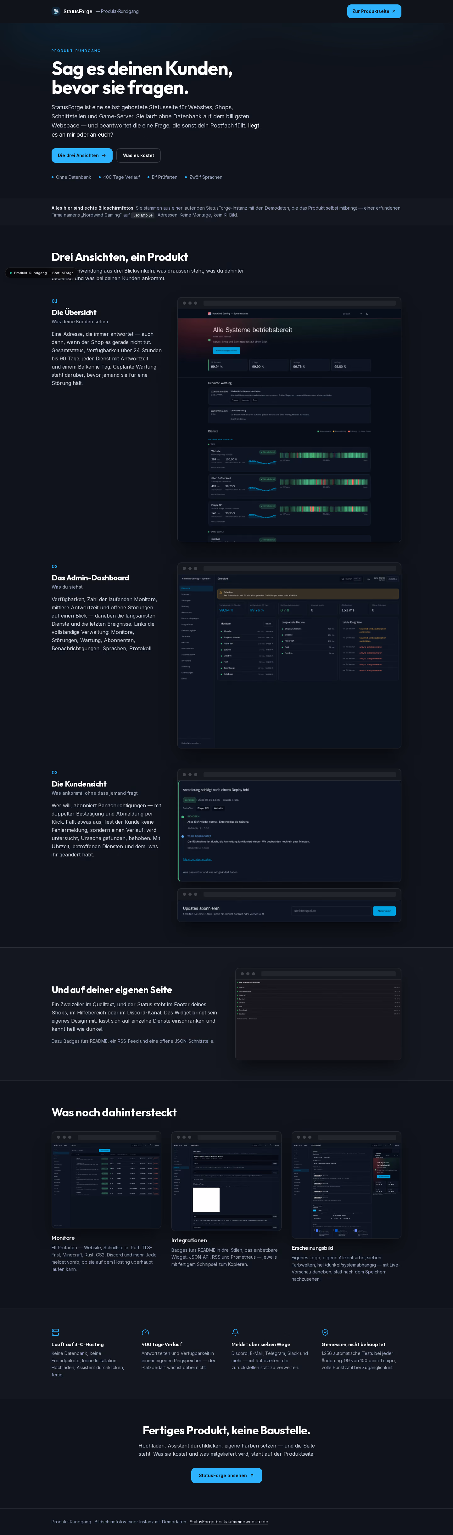 Full-page capture: StatusForge — Status page for web & game servers