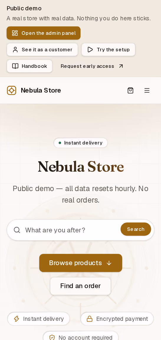 The VAULT website, scrolled all the way through