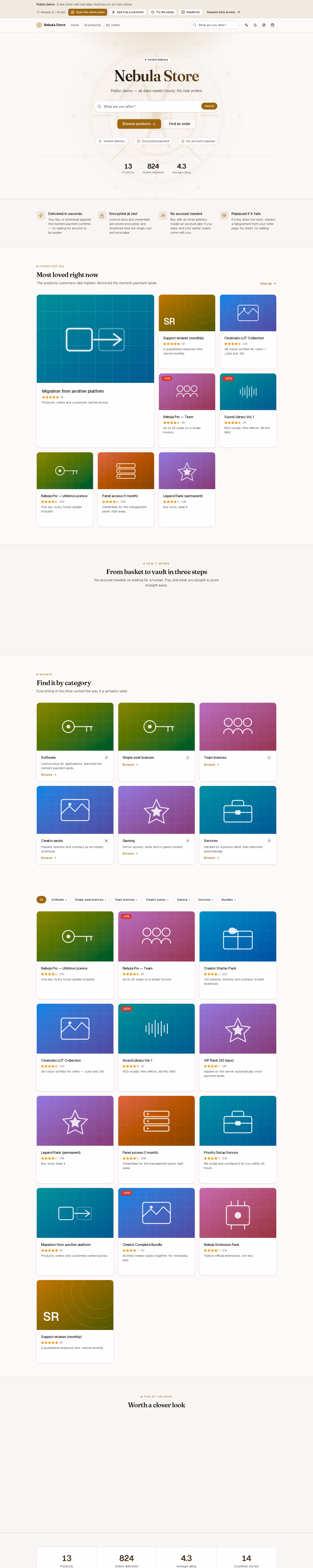 Full-page capture: VAULT — Your own shop for digital goods