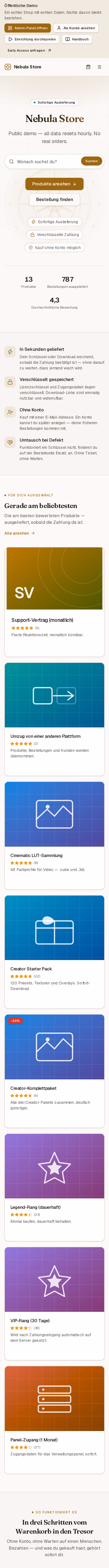 Ganzseitige Aufnahme: VAULT — Dein eigener Shop für digitale Güter