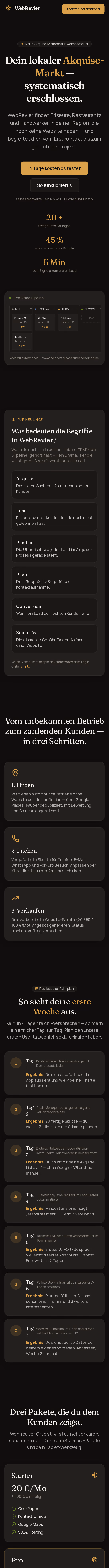 Ganzseitige Aufnahme: WebRevier — Kundengewinnung für Webentwickler